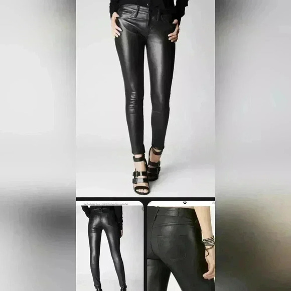 True Religion Mid Rise  Halle Super Skinny Leather pants . Ladies size 29 - Picture 4 of 15